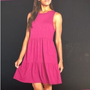 Gap | Very Berry Slub Jersey-Knit Tiered Hemline Cotton Modal Sleeveless Dress